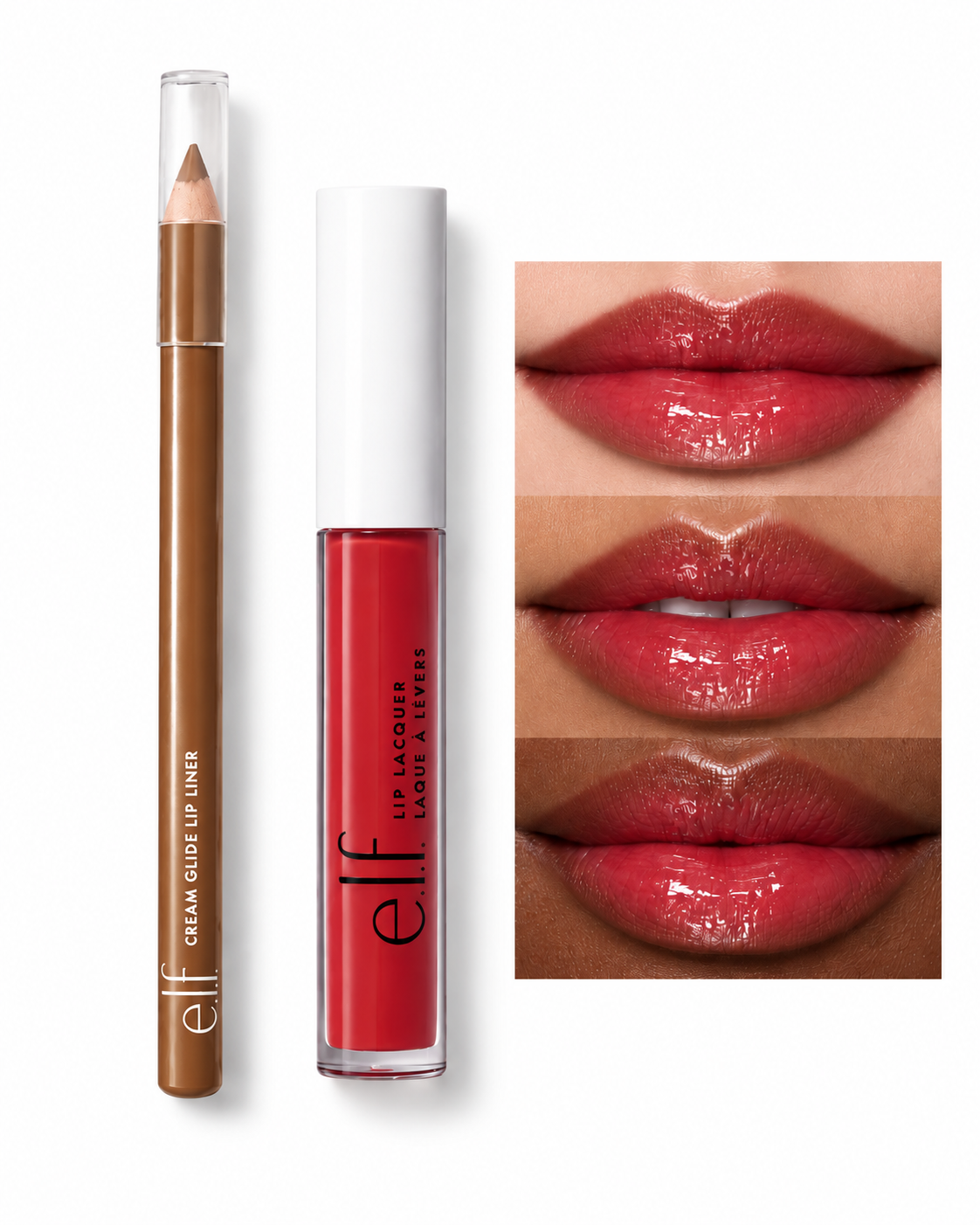 Combo de labios e.l.f. Lip Lacquer y lápiz labial disponible en LAUFEY Paraguay
